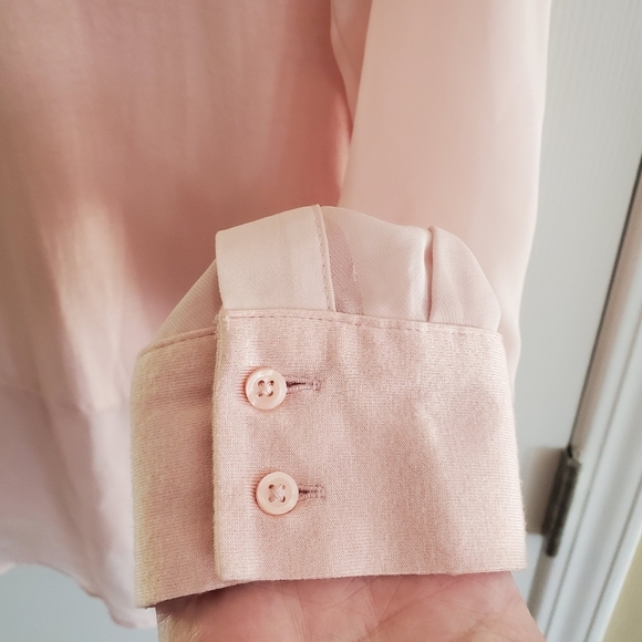 Metaphor Light Blush Pink Lightweight V Long Sleeved Button Shirt Size L - Picture 4 of 5